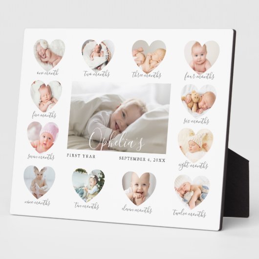 ベビーの初年度ハート写真Keepsake Collage フォトプラーク (側面)
