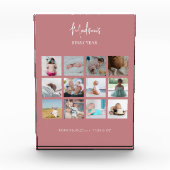 ベビーの初年度フォトコラージュ誕生統計ピンク フォトブロック (正面)