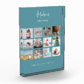 ベビーの初年度フォトコラージュ誕生統計ブルー フォトブロック (左)