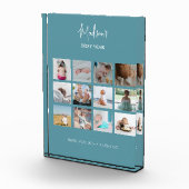 ベビーの初年度フォトコラージュ誕生統計ブルー フォトブロック (右)