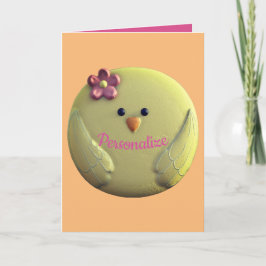 ベビーの可愛い黄色とピンクのガーリー春 カード