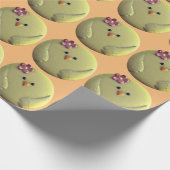 ベビーの可愛い黄色とピンクのチキンガーリー ラッピングペーパー (角)