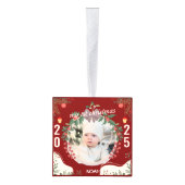 ベビーの名前と写真の個人用設定 キューブオーナメント (右)