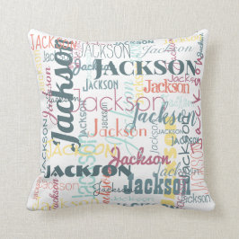 ベビーの名前パターンタイポグラフィのニュートラル色 クッション