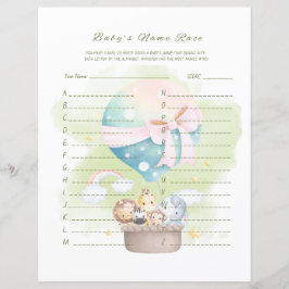 ベビーの名前レースゲームSage Green Animal Safari