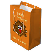 ベビーの名前入りな第1感謝祭日のパーティー ミディアムペーパーバッグ (裏面アングル)