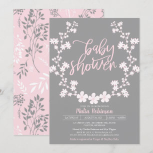 ベビーの呼吸リースの花のベビーシャワー 招待状