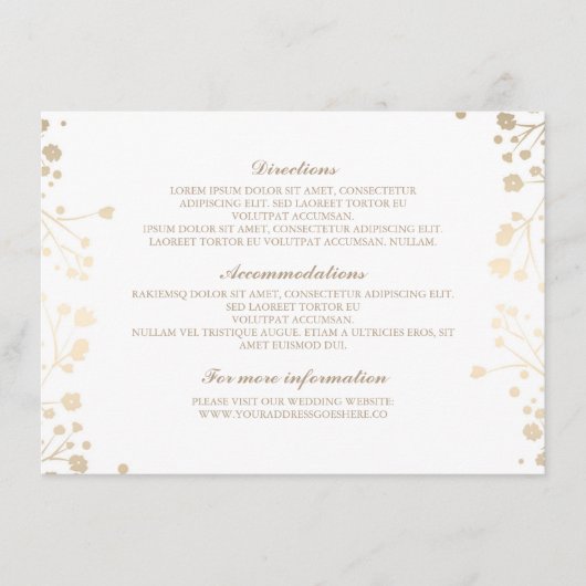 ベビーの呼吸白い結婚式の詳細-情報 エンクロージャーカード (正面)