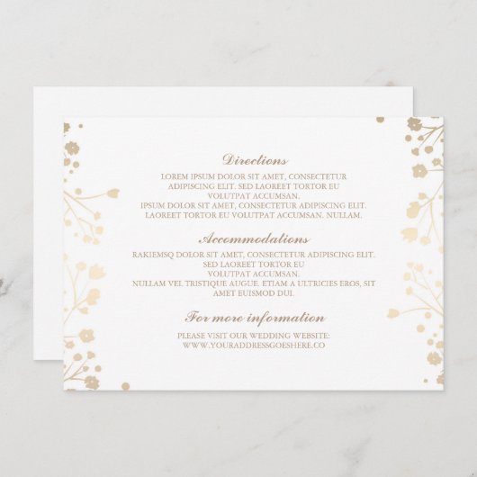 ベビーの呼吸白い結婚式の詳細-情報 エンクロージャーカード (正面/裏面)