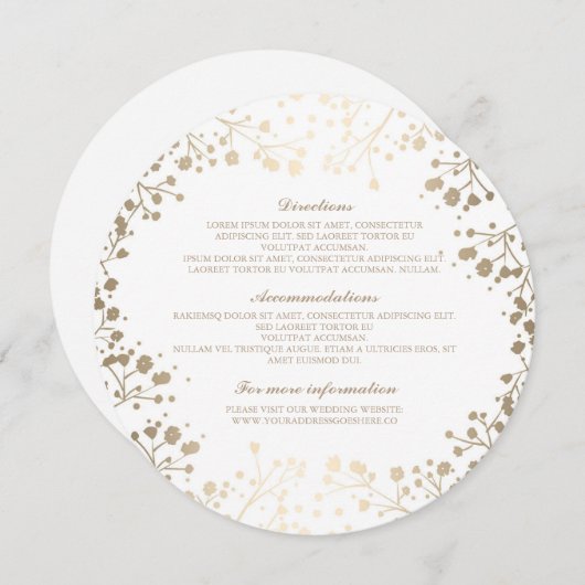 ベビーの呼吸白い結婚式の詳細-情報 招待状 (正面/裏面)