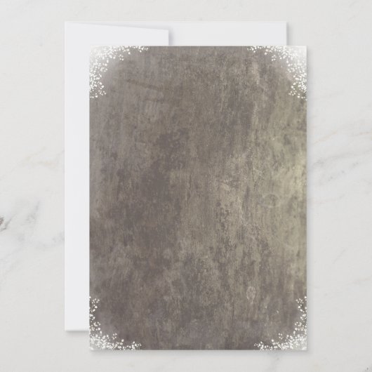 ベビーの呼吸素朴なひもは納屋の結婚式をつけます 招待状 (裏面)