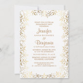 ベビーの呼吸金ゴールドおよび白人の婚約パーティ 招待状 (正面)