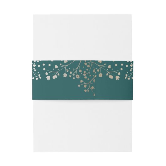 ベビーの呼吸金ゴールドのホイルおよびティール（緑がかった色）色の結婚 招待状ベリーバンド (裏面例)