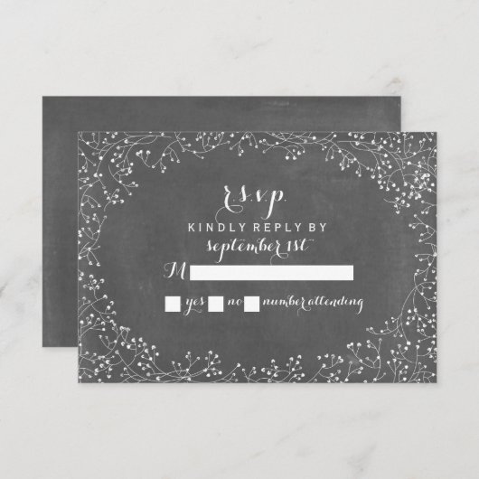 ベビーの呼吸黒板刺激を受けたなRSVP 出欠カード (正面/裏面)