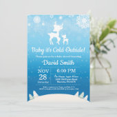 ベビーの外で寒いシカの少年のベビーシャワー 招待状 (スタンド正面)