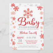 ベビーの外で寒いベビーシャワー 招待状 (正面/裏面)