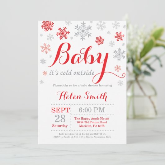 ベビーの外で寒いベビーシャワー 招待状 (スタンド正面)