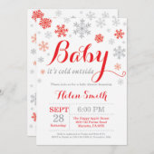 ベビーの外で寒いベビーシャワー 招待状 (正面/裏面)