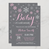 ベビーの外で寒いベビーシャワー 招待状 (正面/裏面)