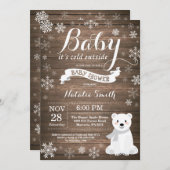 ベビーの外で寒い冬素朴のベビーシャワー 招待状 (正面/裏面)