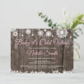 ベビーの外で寒い冬素朴のベビーシャワー 招待状 (スタンド正面)