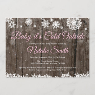 ベビーの外で寒い冬素朴のベビーシャワー 招待状