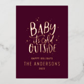 ベビーの外の冷たいモダンクミニマルリスマスFoi 箔シーズンカード (正面)