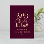 ベビーの外の冷たいモダンクミニマルリスマスFoi 箔シーズンカード (立ち正面)