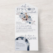 ベビーの外の寒さ冬のフローラ鹿の赤ちゃんシャワー オールインワン招待状 (内側)