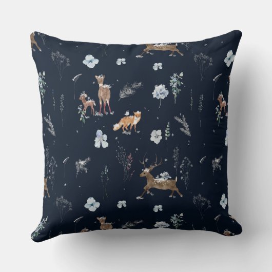 ベビーの外の寒さ冬のフローラ鹿の赤ちゃんシャワー クッション (裏面)