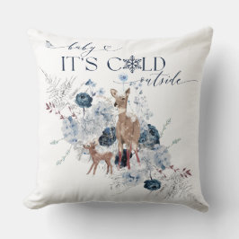 ベビーの外の寒さ冬のフローラ鹿の赤ちゃんシャワー クッション
