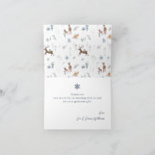 ベビーの外の寒さ冬のフローラ鹿の赤ちゃんシャワー サンキューカード (内部)