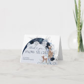 ベビーの外の寒さ冬のフローラ鹿の赤ちゃんシャワー サンキューカード (正面)
