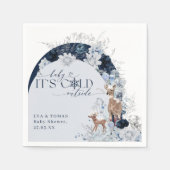 ベビーの外の寒さ冬のフローラ鹿の赤ちゃんシャワー スタンダードカクテルナプキン (正面)