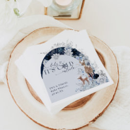 ベビーの外の寒さ冬のフローラ鹿の赤ちゃんシャワー スタンダードカクテルナプキン