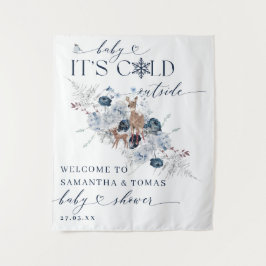 ベビーの外の寒さ冬のフローラ鹿の赤ちゃんシャワー タペストリー
