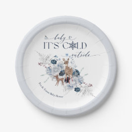 ベビーの外の寒さ冬のフローラ鹿の赤ちゃんシャワー ペーパープレート