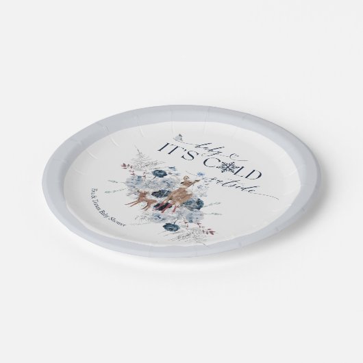 ベビーの外の寒さ冬のフローラ鹿の赤ちゃんシャワー ペーパープレート (アングル)