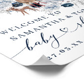 ベビーの外の寒さ冬のフローラ鹿の赤ちゃんシャワー ポスター (角)