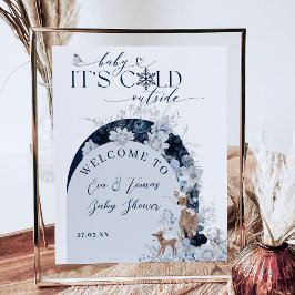 ベビーの外の寒さ冬のフローラ鹿の赤ちゃんシャワー ポスター