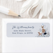 ベビーの外の寒さ冬のフローラ鹿の赤ちゃんシャワー ラベル (インサイチュ)