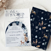 ベビーの外の寒さ冬のフローラ鹿の赤ちゃんシャワー 招待状