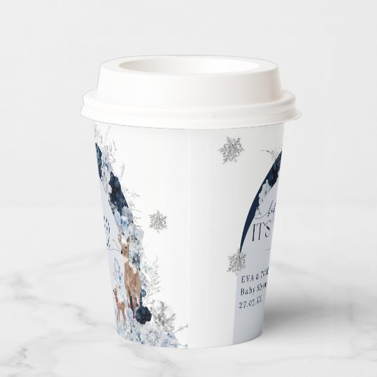 ベビーの外の寒さ冬のフローラ鹿の赤ちゃんシャワー 紙コップ (右)