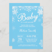 ベビーの外は寒い冬青い男の子のベビーシャワー 招待状 (正面/裏面)