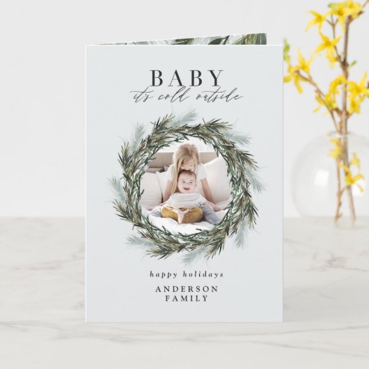 ベビーの外は寒い カード (黄色い花)