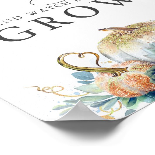 ベビーの多肉食はあなたの赤ちゃんシャワーのための署名を好む ポスター (角)