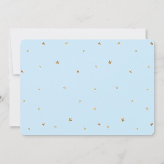 ベビーの夢の月と星の青い赤ちゃんシャワー 招待状 (裏面)