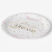 ベビーの夢の月と星ピンクの赤ちゃんシャワー ペーパープレート (アングル)