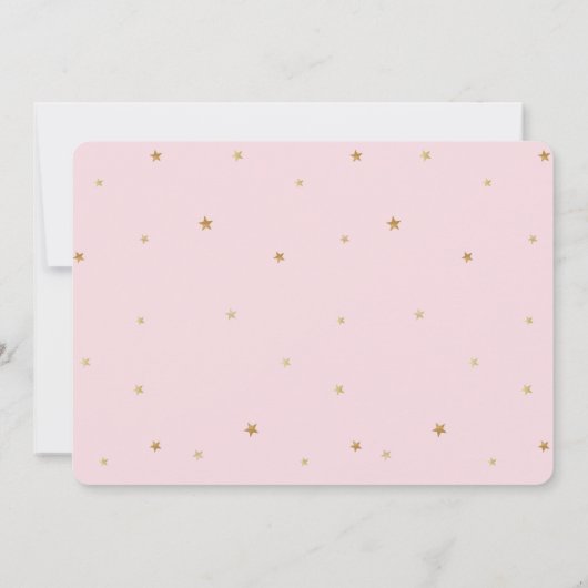 ベビーの夢の月と星ピンクの赤ちゃんシャワー 招待状 (裏面)