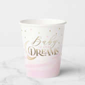 ベビーの夢の月と星ピンクの赤ちゃんシャワー 紙コップ (裏面)